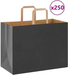 vidaXL 250 db fekete papírzacskók fogantyúkkal 32x17x25 cm (4101873)