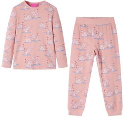vidaXL Világos rózsaszín hosszú ujjú gyerekpizsama 116 (14226)
