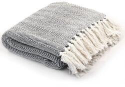 vidaXL tengerészkék pamut pléd halszálka mintával 125 x 150 cm (245321)