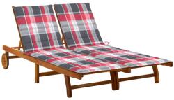 vidaXL 2 személyes tömör akácfa kerti napozóágy párnával (3061387)