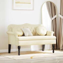 vidaXL Chesterfield Pad párnával Krém 120, 5 x 65 x 75 cm Műbőr (42019280)