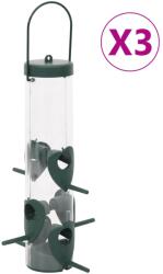 vidaXL 3 db sötétzöld madáretető 17 x 17 x 32 cm (364828)