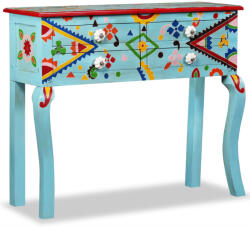 vidaXL kézzel festett kék, tömör mangófa konzolasztal (244596)