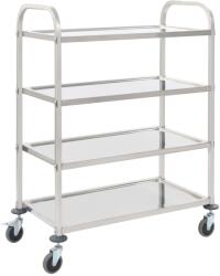 vidaXL 4 szintes rozsdamentes acél zsúrkocsi 107 x 55 x 125 cm (50916)