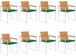 vidaXL 8 db tömör akácfa kerti szék párnákkal (3078529)
