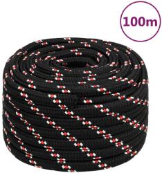 vidaXL fekete polipropilén hajókötél 20 mm 100 m (152369)
