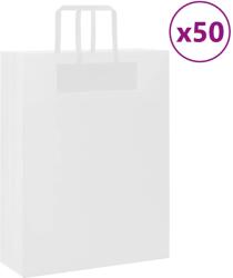 vidaXL 50 db fehér papírzacskók fogantyúkkal 32x12x42 cm (4101830)
