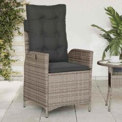 vidaXL szürke polyrattan dönthető kerti szék párnákkal (365259)