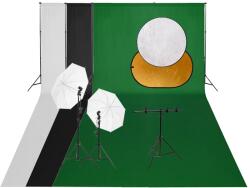 vidaXL fotóstúdió-felszerelés lámpákkal, háttérrel és reflektorral (3143967)