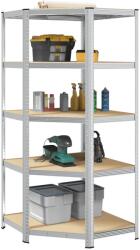 vidaXL 5 szintes ezüstszínű acél és szerelt fa sarokpolc (4016963)