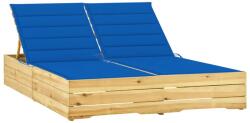 vidaXL impregnált fenyőfa kétszemélyes napozóágy királykék párnákkal (3065979)