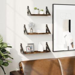 vidaXL 3 részes füstölt tölgy színű szerelt fa fali polc szett (836320)