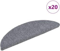 vidaXL 20 db öntapadós lépcsőszőnyeg, 56 x 17 x 3 cm, világosszürke, félkör alakú (3365670)