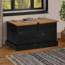 vidaXL fekete tömör fenyőfa HALDEN tárolószekrény 91x48x47 cm (4018404)