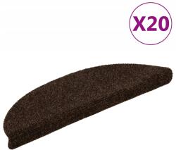 vidaXL 20 db öntapadós lépcsőszőnyeg, 56 x 17 x 3 cm, barna, félkör alakú (3365674)