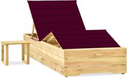 vidaXL impregnált fenyőfa kerti napozóágy asztallal és párnával (3065963)