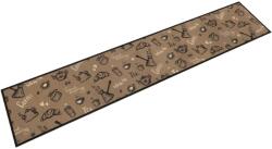 vidaXL barna reggeli mintás mosható bársony konyhaszőnyeg 60x300 cm (4005589)