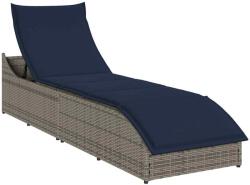 vidaXL összecsukható napozóágy párnával és tárolóval szürke polyrattan (4104227)