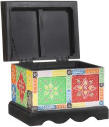 vidaXL Tároló Doboz tárolóval Sokszínű 40 x 30 x 30 cm Tömör mangófa (4017591)