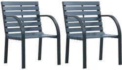 vidaXL 2 db szürke tömör fenyőfa és porszórt acél kerti szék (319577)