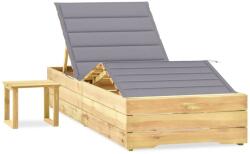 vidaXL impregnált fenyőfa kerti napozóágy asztallal és párnával (3065955)