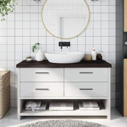 vidaXL sötétbarna kezelt tömör fa fürdőszobai pult 100x40x(2-6) cm (3156226)