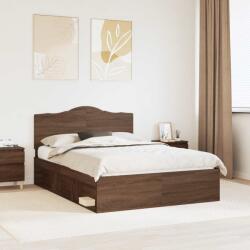 vidaXL Ágykeret fejtámlával Barna Tölgy 140 x 200 cm Tömör fenyőfa (3413305)