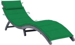 vidaXL szürke tömör akácfa napozóágy párnával (3064049)