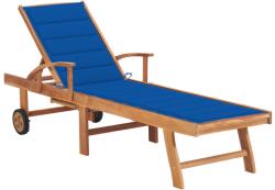 vidaXL tömör tíkfa napozóágy királykék párnával (3063016)