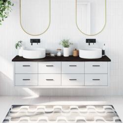 vidaXL sötétbarna kezelt tömör fa fürdőszobai pult 180x60x(2-4) cm (3156263)