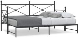 vidaXL kihúzható kanapéágy matrac nélkül fekete 90x190 cm acél (4104674)