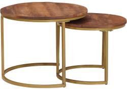 vidaXL Fészkelt Kávézó Asztalok 2 pcs Méz barna Tömör mangófa és acél (4104645)