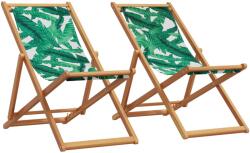 vidaXL 2 db összecsukható levélmintás szövet és tömör fa strandszék (3214500)