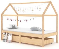 vidaXL fiókos tömör fenyőfa gyerekágykeret 90 x 200 cm (322138)