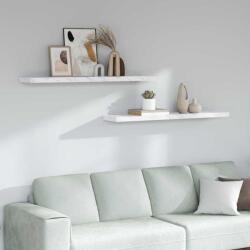 vidaXL Falpolc tárolóval 2 pcs Fehér márvány 120 x 23, 5 x 4 cm Faanyag (42019978)