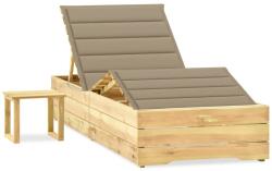 vidaXL impregnált fenyőfa kerti napozóágy asztallal és párnával (3065957)