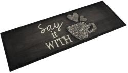 vidaXL fekete mosható csészemintás bársony konyhaszőnyeg 60x180 cm (4005594)