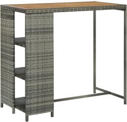 vidaXL szürke polyrattan bárasztal tárolópolccal 120 x 60 x 110 cm (313479)