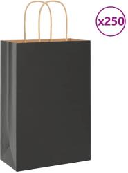 vidaXL 250 db fekete papírzacskók fogantyúkkal 21x11x31 cm (4101644)