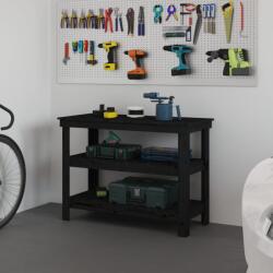 vidaXL fekete tömör fenyőfa munkapad 110, 5x50x80 cm (823648)