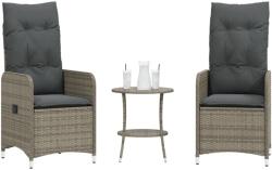vidaXL 2 db szürke polyrattan dönthető kerti szék asztallal (365692)