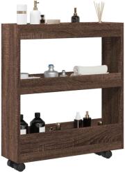 vidaXL 3 szintes barna tölgy színű szerelt fa keskeny tárolókocsi (855247)