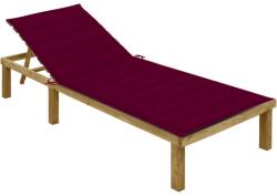 vidaXL impregnált fenyőfa napozóágy bordó párnával (3065828)
