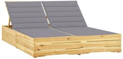 vidaXL impregnált fenyőfa kétszemélyes napozóágy szürke párnákkal (3065970)