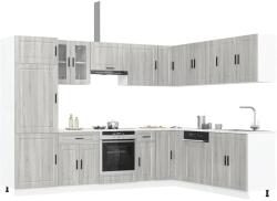 vidaXL 14 darabos konyhaszekrény szett Porto szürke sonoma műfa (3314997)