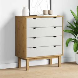 vidaXL OTTA barna-fehér tömör fenyőfa fiókos szekrény 76, 5x39, 5x90 cm (348584)