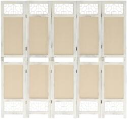 vidaXL 5 paneles krémszínű szövetparaván 175 x 165 cm (338560)