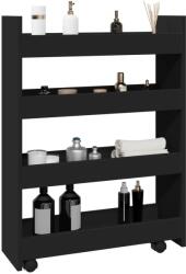 vidaXL 4 szintes fekete szerelt fa keskeny tárolókocsi (855260)