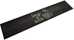 vidaXL fekete mosható csészemintás bársony konyhaszőnyeg 60x300 cm (4005595)
