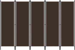 vidaXL barna 5 paneles paraván 250 x 180 cm (320724)